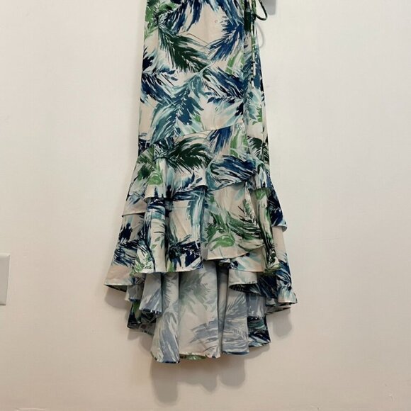 NEW NWT ADELYN RAE Nevina Ruffle Wrap Front Maxi Dress Multi Palm Leaf Tropical - Picture 4 of 16